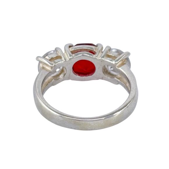 Simulated Ruby Cubic Zirconia Ring | Sterling Silver 925 | Size 6 - Picture 6 of 12